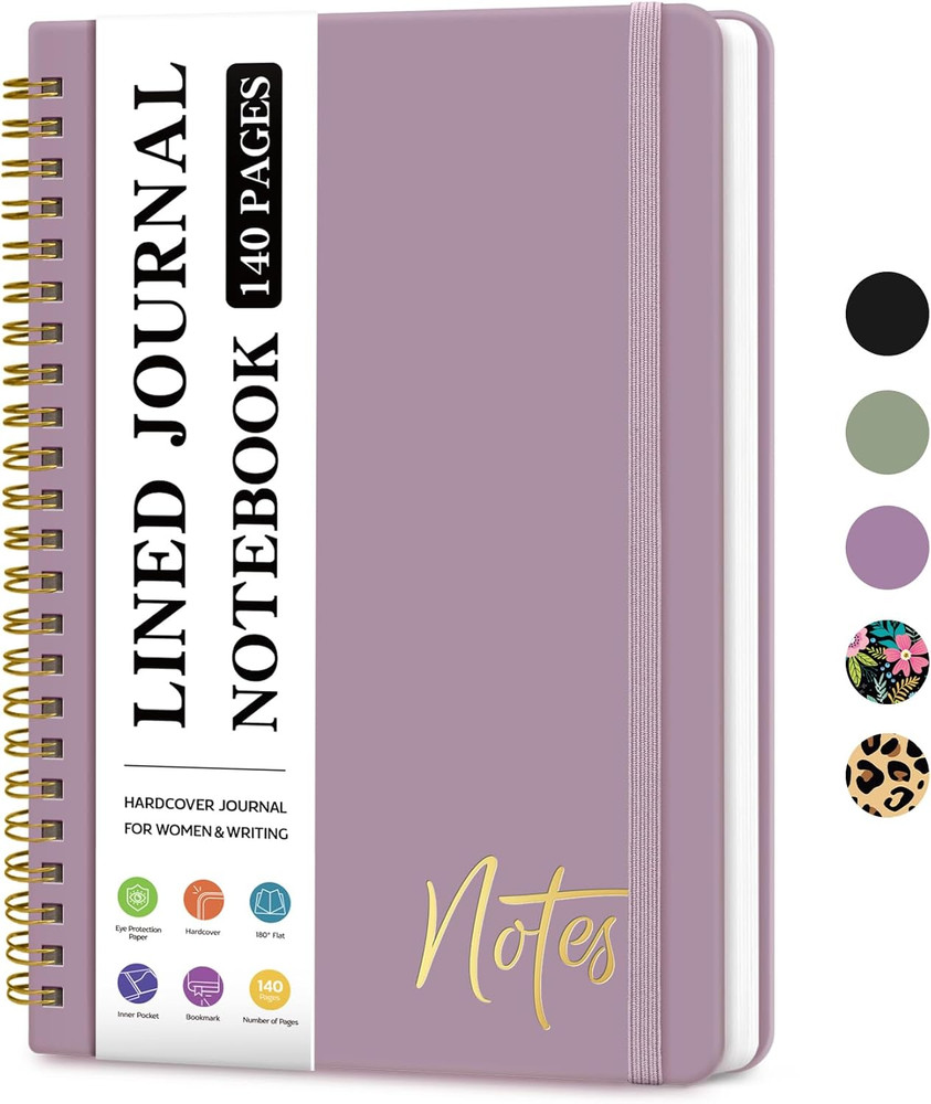 Lined Spiral Journal Notebook for Women, A5 College Ruled Journals for Writing,