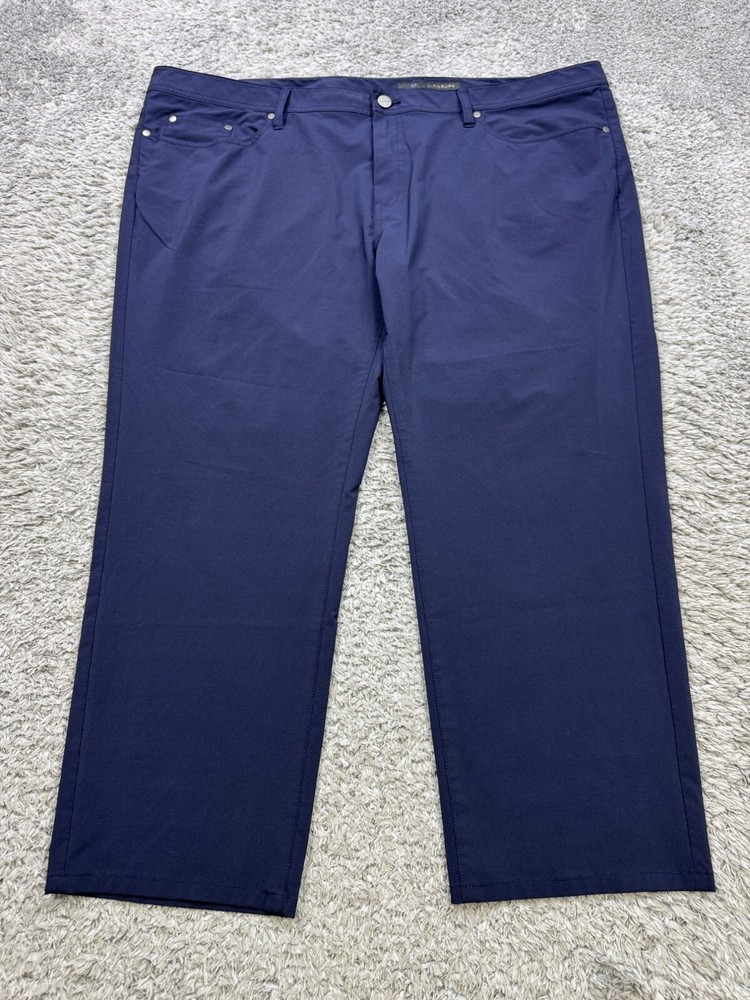 J Hilburn Pants Men 48 Navy Blue Flat Front Casual Hiker Performance Golf Chino