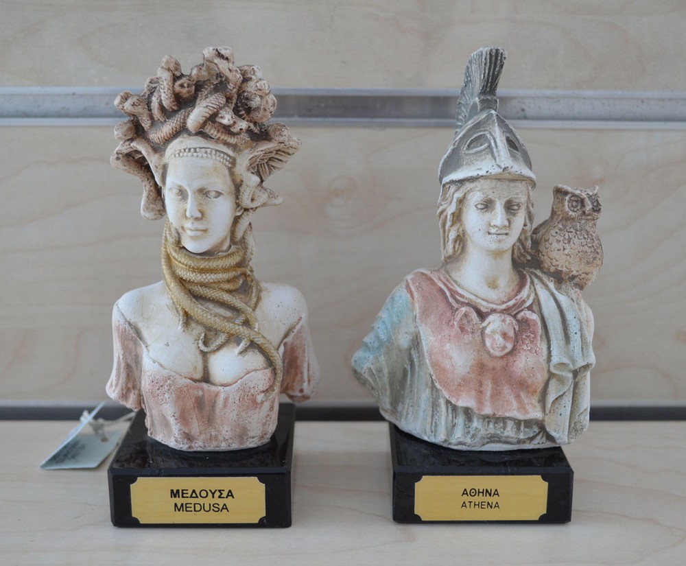 Medusa Athena sculpture set artifacts