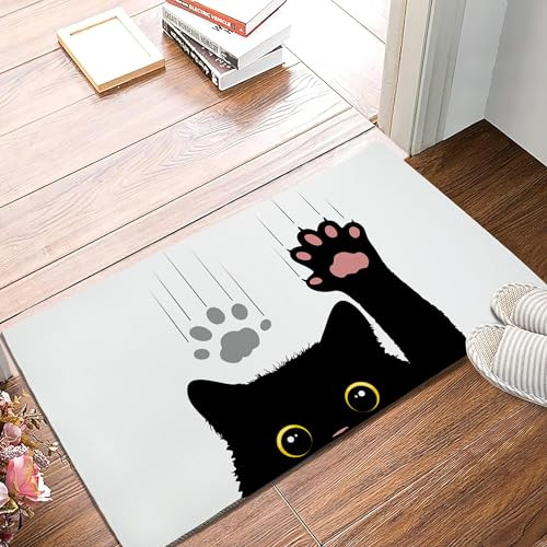 Black Cat Non-Slip Seasonal Decorative Funny Cute Doormat