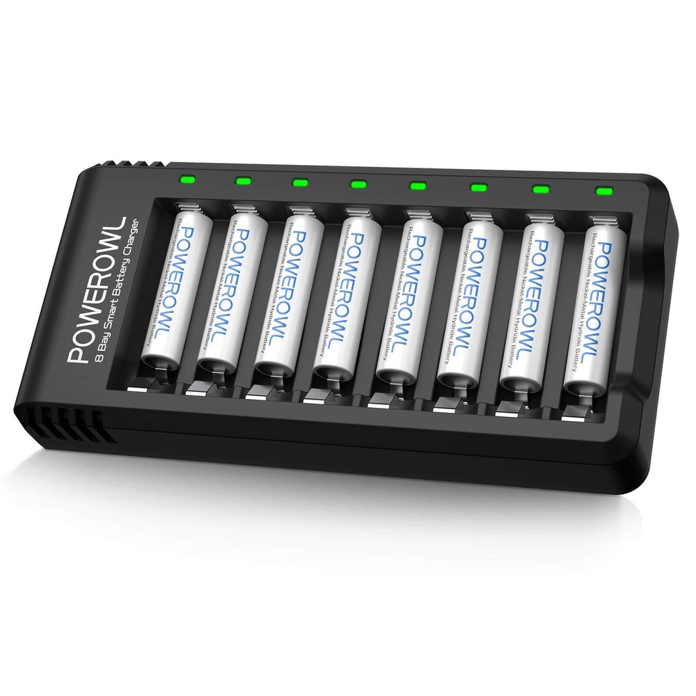 Rechargeable AAA Batteries with Advanced Individual Cell Charger Included