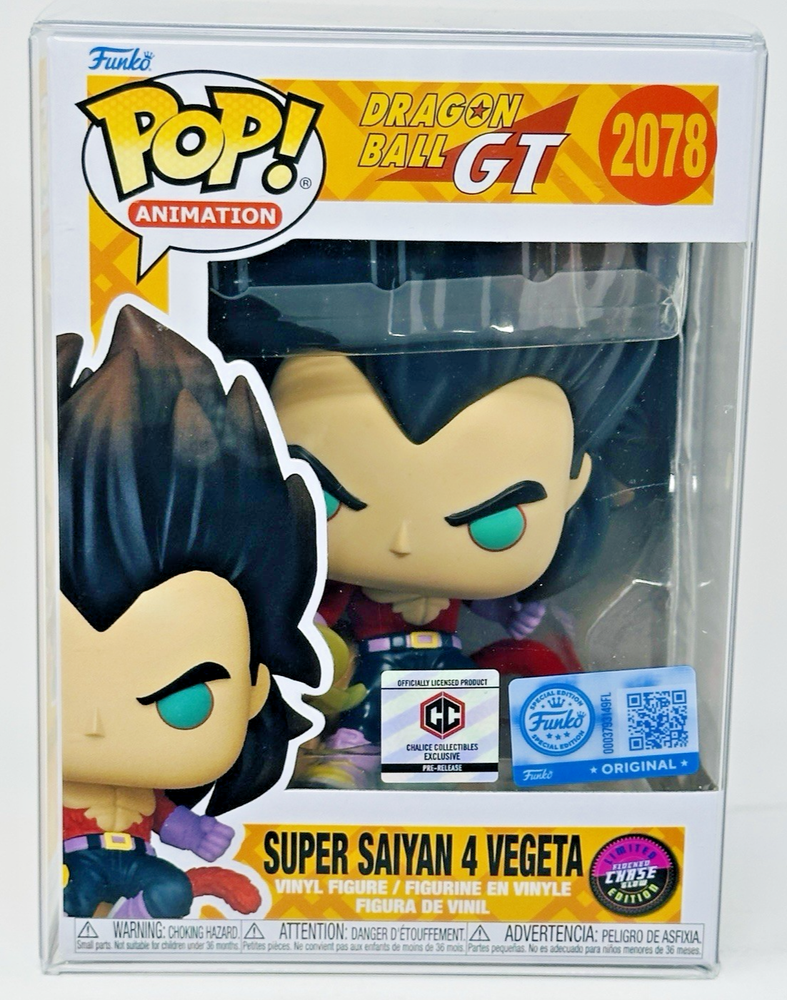 Funko Pop! Dragon Ball: SS 4 Vegeta #2078 Pre-Release FLOCKED GITD CHASE - New