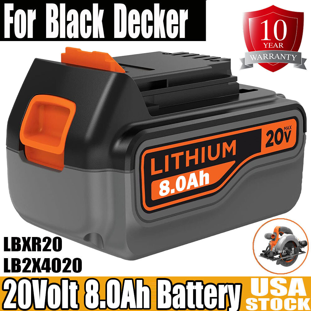 8.0Ah LBXR20 Replacement Battery for Black & Decker 20V Cordless Tools LB2X4020