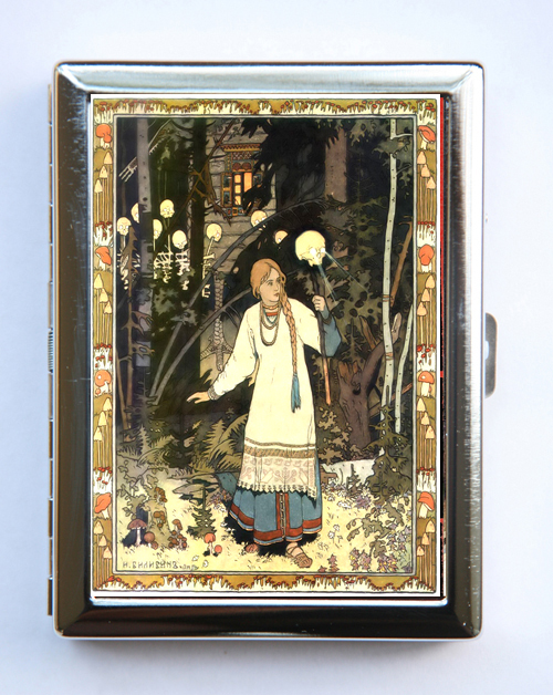 Vasilisa the Beautiful Cigarette Case Wallet Business Card Holder Skulls