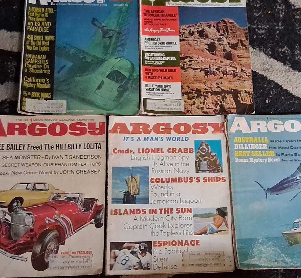 5 Argosy Magazines of late 1960s/early 1970s