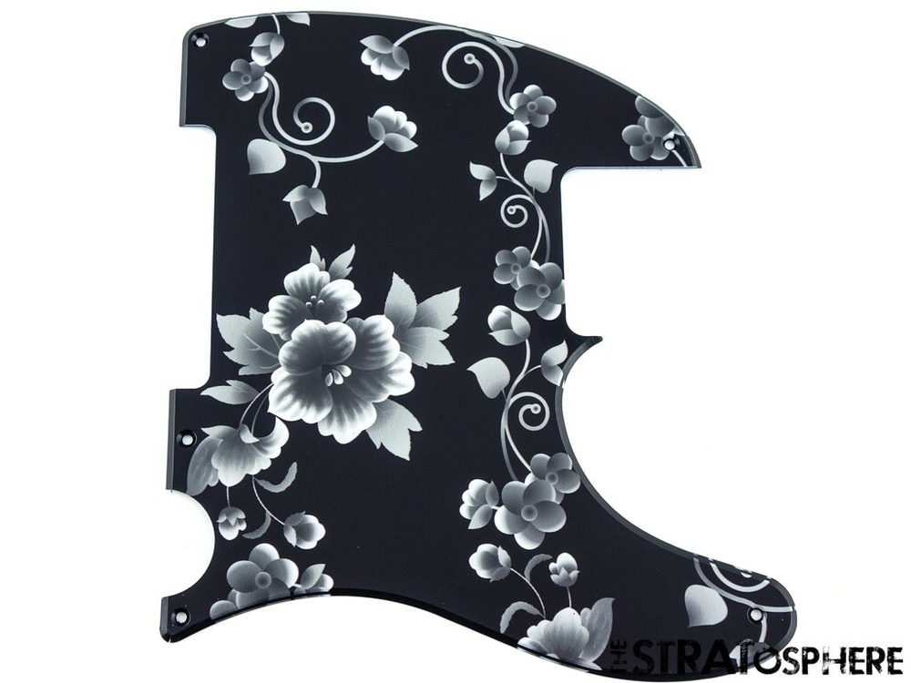 *NEW Black Rose Print Esquire PICKGUARD for Fender USA Vintage Tele 5 Hole