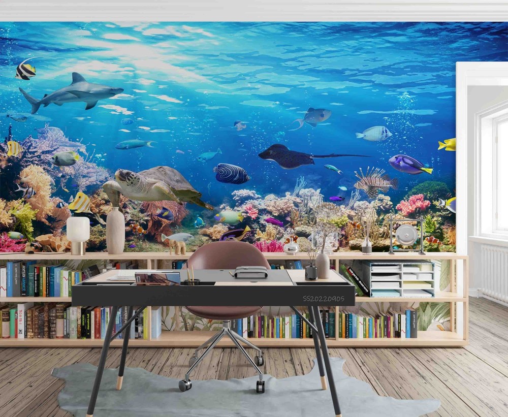 3D Blue Undersea World Scenery Wall Murals Wallpaper Murals Wall Sticker