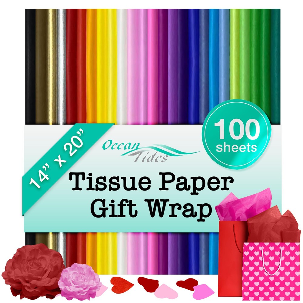 Tissue Paper for Gift Bags - 100 Sheets Colored Tissue Paper for Packaging & ...