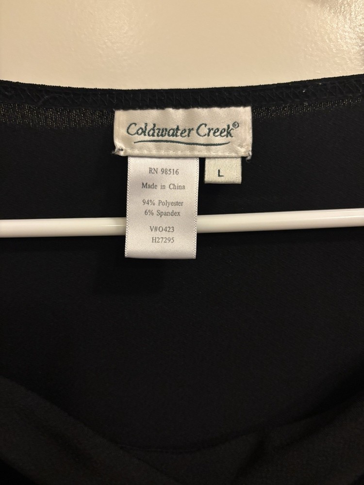 Coldwater Creek Women's Black Floral Blouse Size L