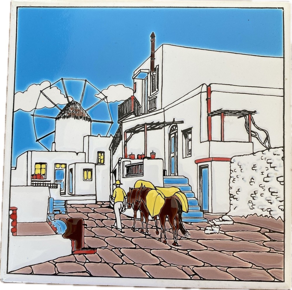 Vintage Ceramic Tile Wall Art Hand Made by NIARCHOS HELLAS 6