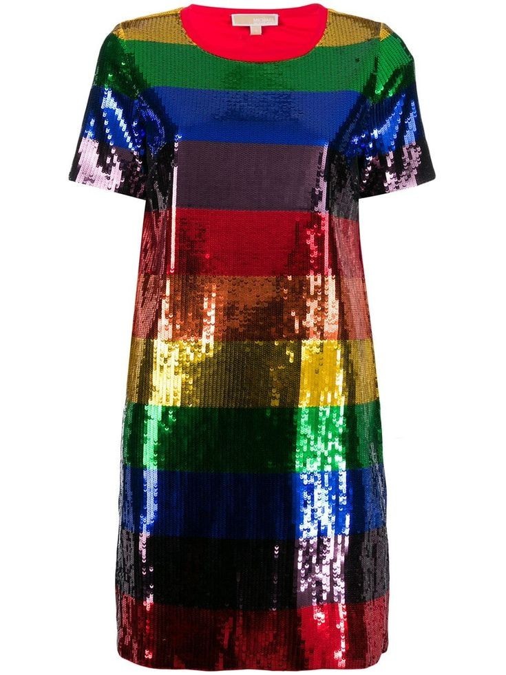 MICHAEL KORS Rainbow Sequin Pride Cotton Jersey T-Shirt Dress SMALL UK 8-10 BNWT