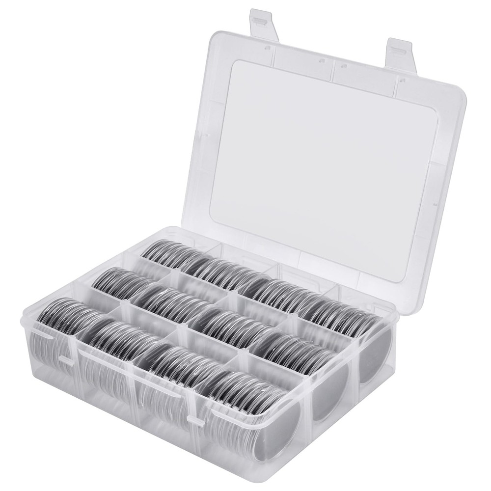 Cápsulas para monedas 84 piezas 46 mm, con junta de espuma y organizador de almacenamiento de plástico...