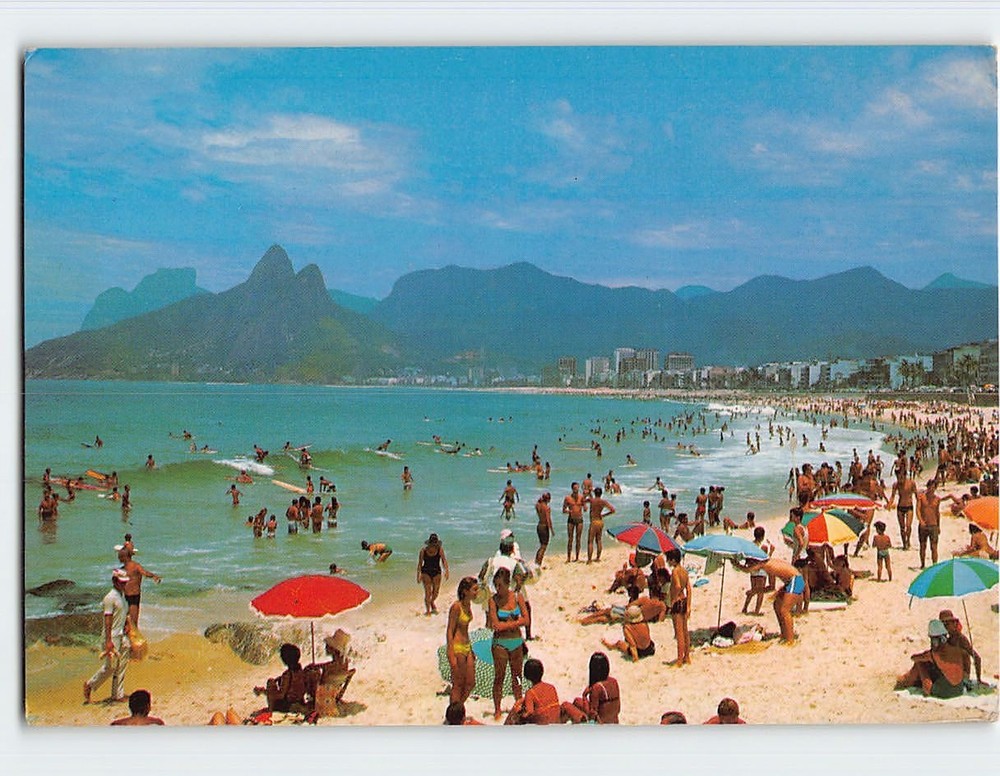 Postcard Beach Scene Ipanema Beach Rio de Janeiro Brazil