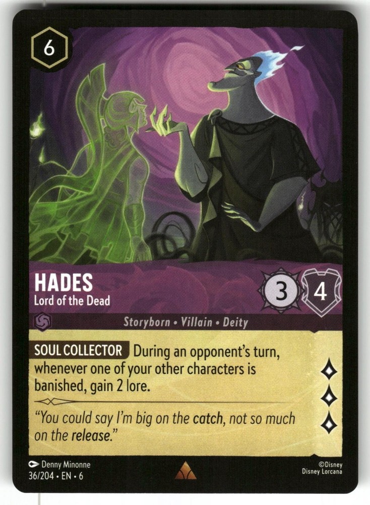 Hades - Lord of the Dead 36/204 Rare Azurite Sea Lorcana Near Mint
