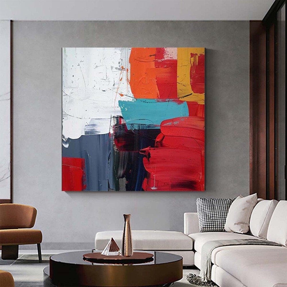 modern wall art decor hand painted abstract oil painting on canvas Red