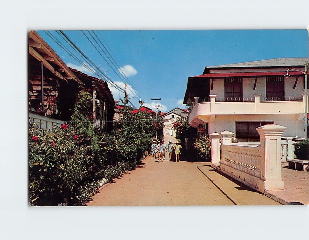Postcard A street scene in the idyllic Village of Taboga Panama