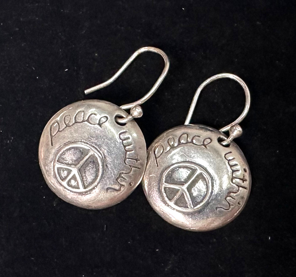 Vintage Peace Earrings MARKED SILPADA 925 Sterling Silver Jewelry Lot I