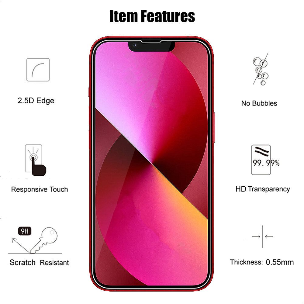 2X Protector de Pantalla para iPhone 14 11 12 13 Pro Max X XR XS Max 7 8 Película Templada
