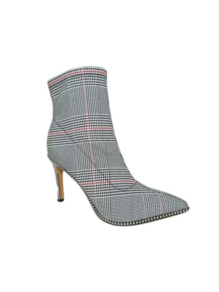 BAR III Womens Black Houndstooth Ball Chain Trim Stiletto Dress Bootie 6 M