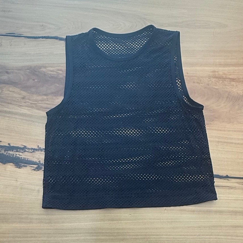 Lululemon Black Mesh Crop Tank 10 Medium M Cutouts Sculpt Crossfit Hard to find