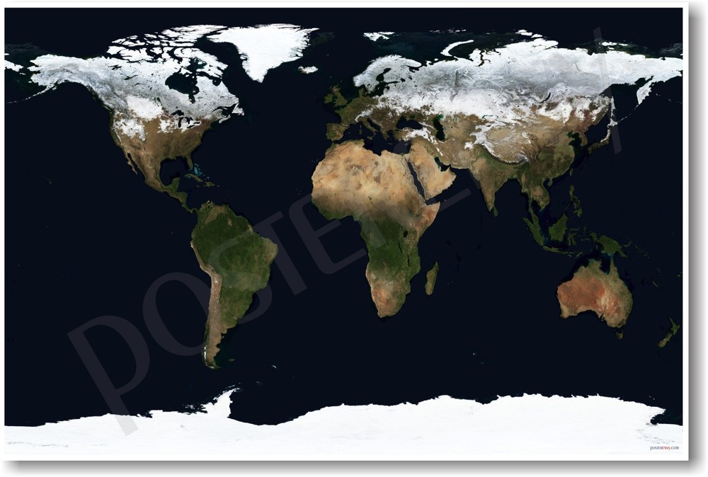 Satellite View of Earth - Blue Planet Science Classroom Poster for Space Ecology