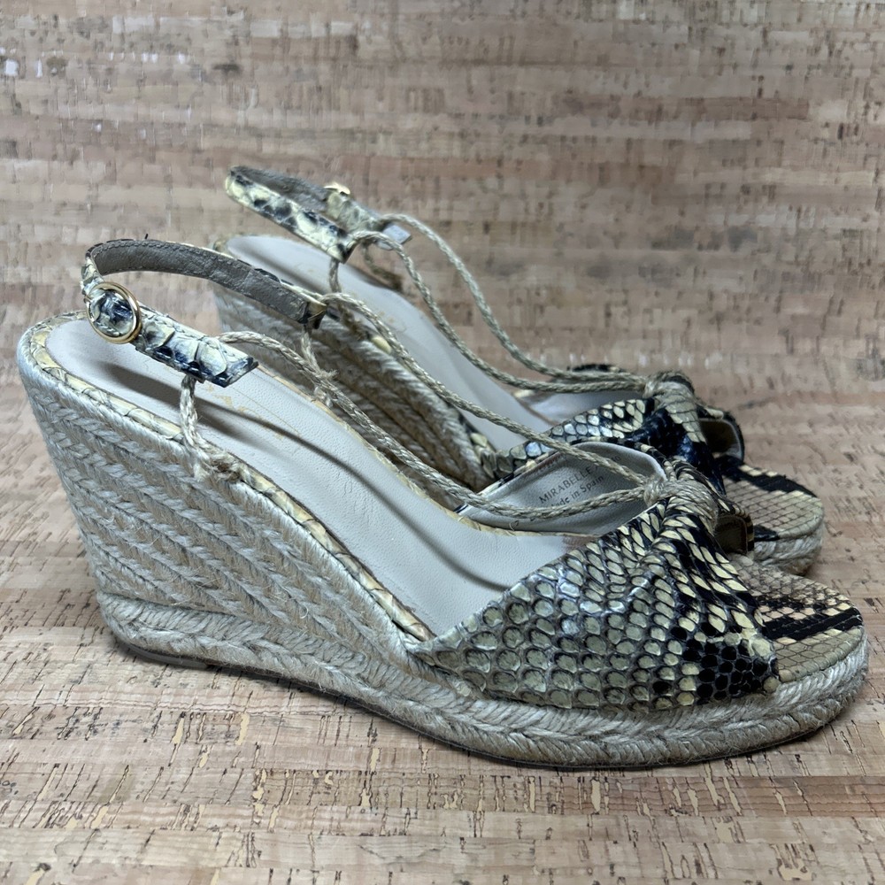 Coach Mirabelle womens beige snake print slingback espadrille sandals size 7B