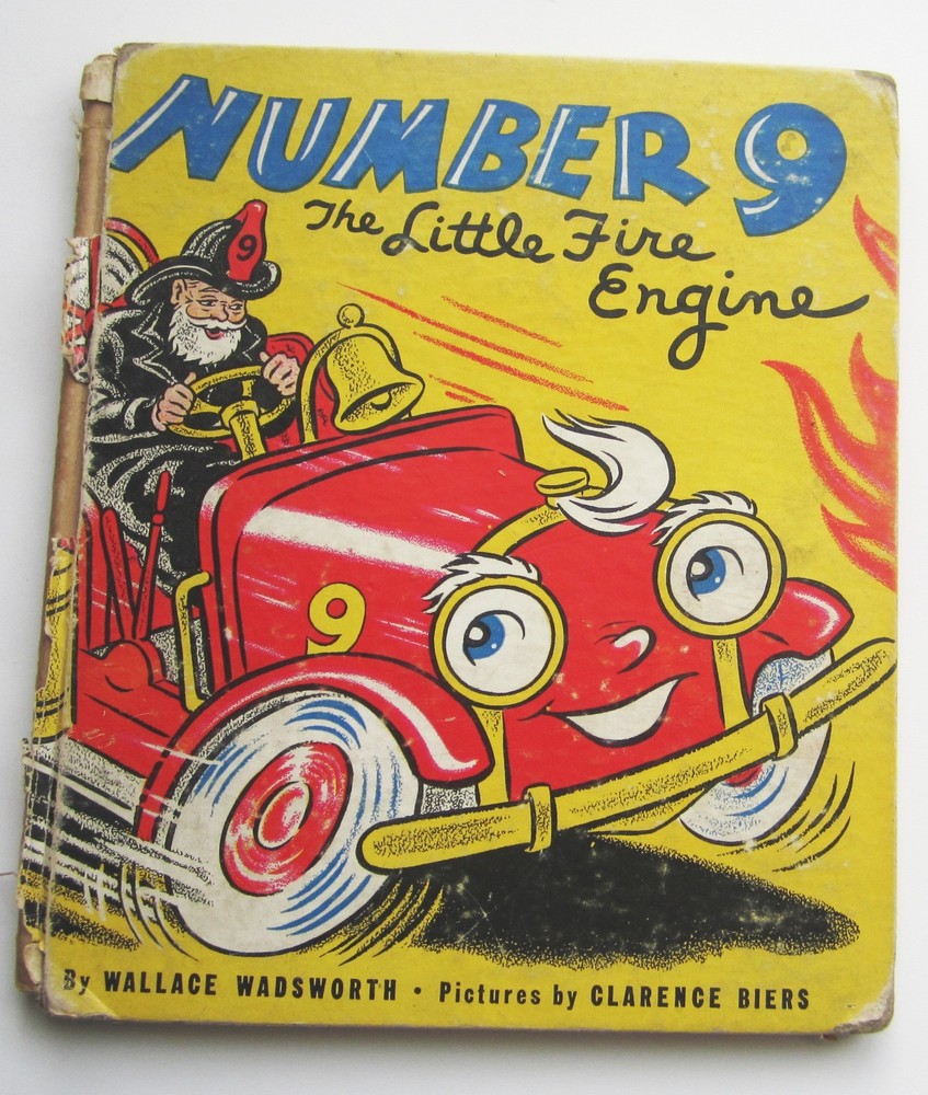 1942 Number 9 Little Fire Engine Children's Book Vintage HC 1945 ed Rand McNally