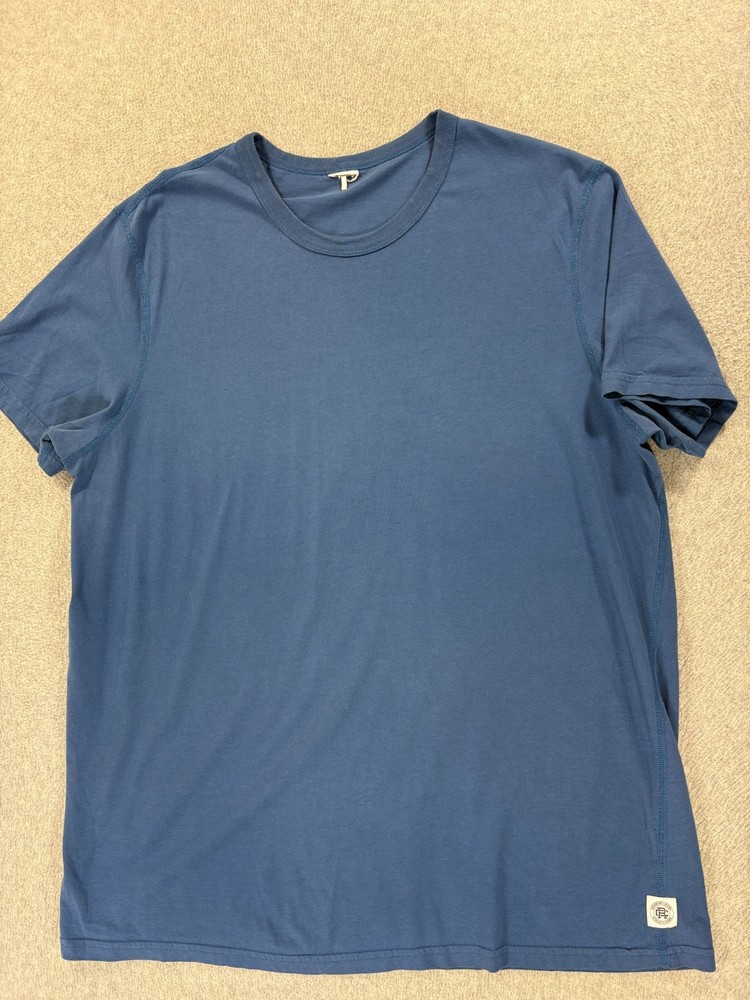 Reigning Champ Cotton Short Sleeve Crew Tee Shirt (Men's 2XL) Blue