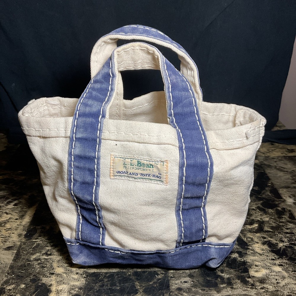L.L. Bean Boat & Tote Mini Hand Bag Men Blue Vintage 70s 80s Rare Used Micro