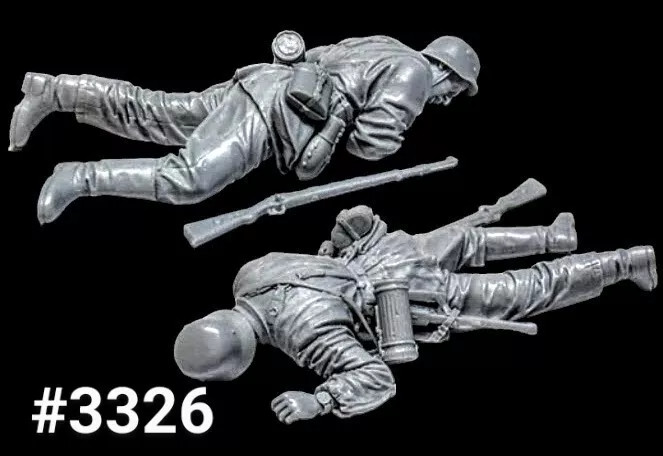 •1/35 Resin Figure Prone Fallen German Soldier Casualty (Dead) Model Kit 3326
