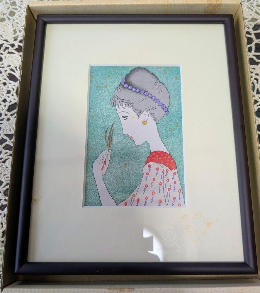 Japanese Woodblock Print Young Grass Girl Yumeji Takehisa