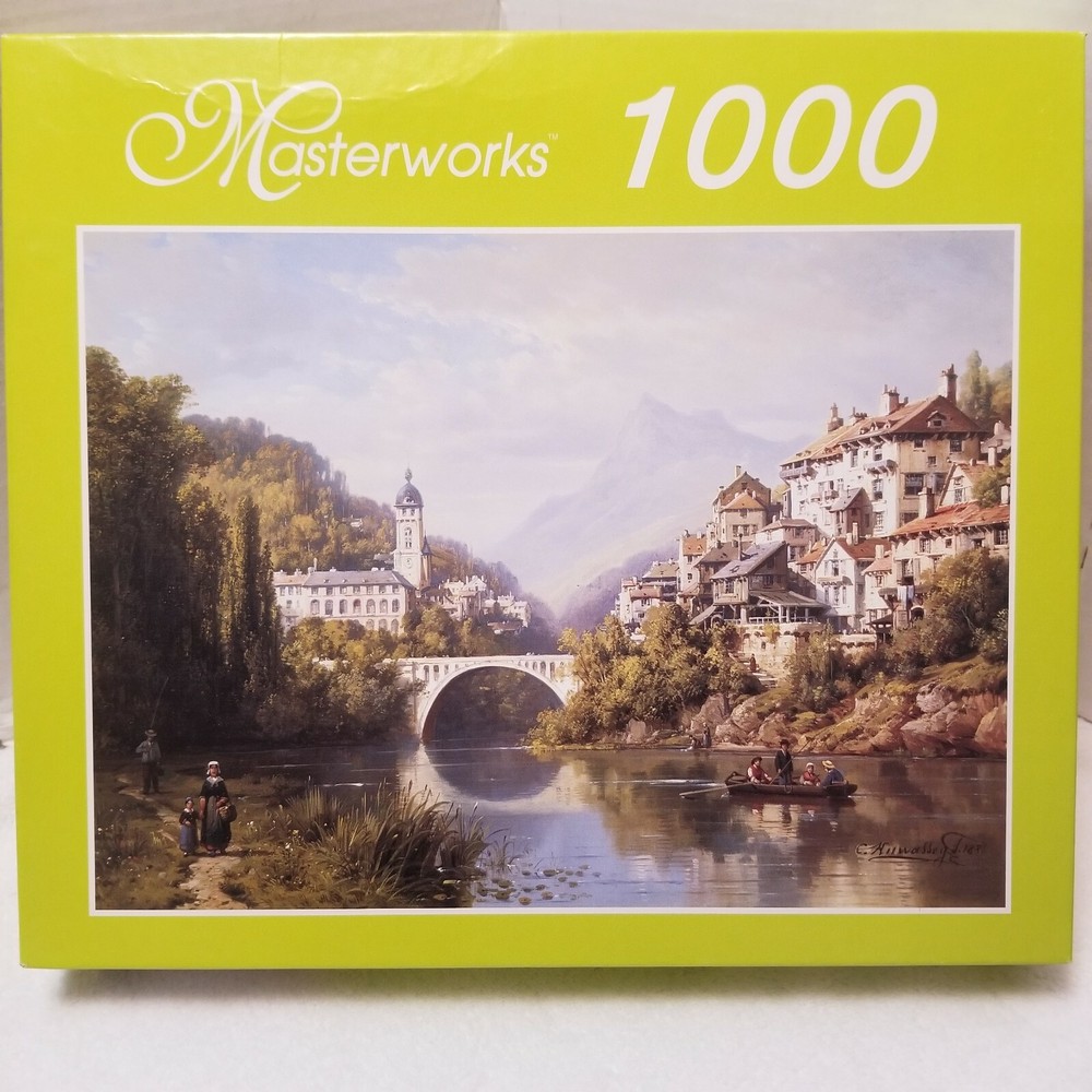 RoseArt Jigsaw Puzzle 1000 Pc Masterworks A River in Alsace - New Sealed #97393