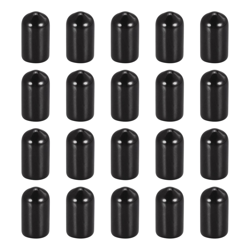 20 Pack 7mm ID Black Screw Thread Protectors Flexible Rubber End Cap Bolt Cover