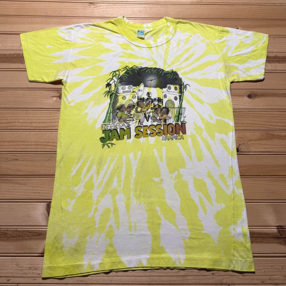 Vintage 80s 90s Reggae Jam Session Jamaica Tie Dye Festival Souvenir Shirt Large