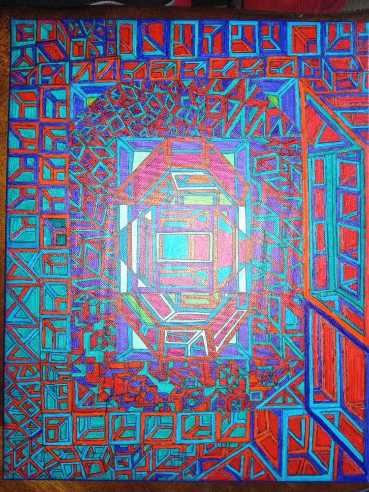 Abstract color-shifting wall art reacts to lighting-image