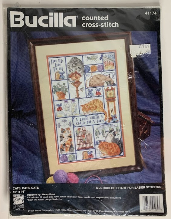 Bucilla Counted Cross Stitch Kit # 41174 CATS, CATS, CATS  10