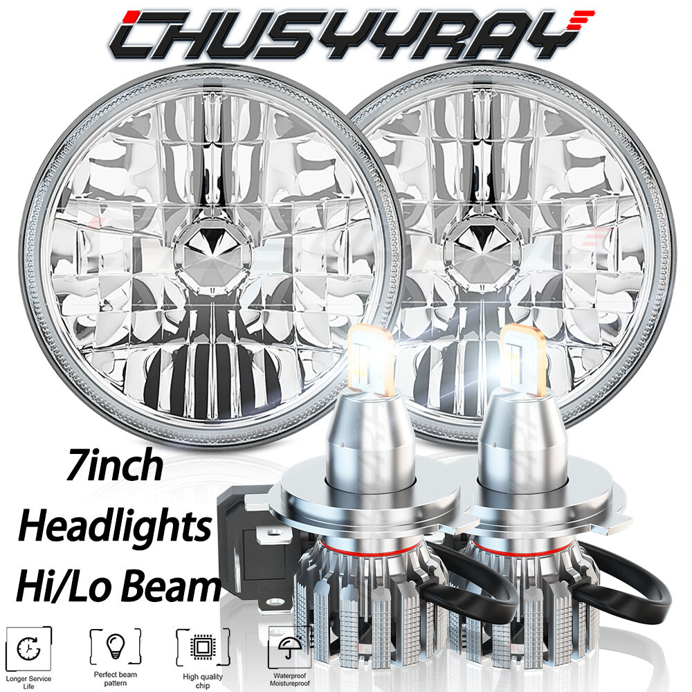 FIT for AC Shelby Cobra 1962-1973 Pair 7inch Headlights Hi/Lo Beam Light DRL