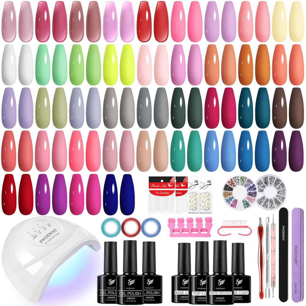 61-Piece UV Gel Nail Polish Kit with 40 Spring Colors & LED Lamp