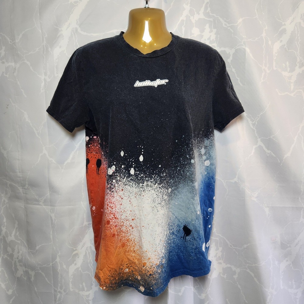 Hollister Curved Hem Tee Men's M Painting Splatter Multi-Color Basic Crew Neck