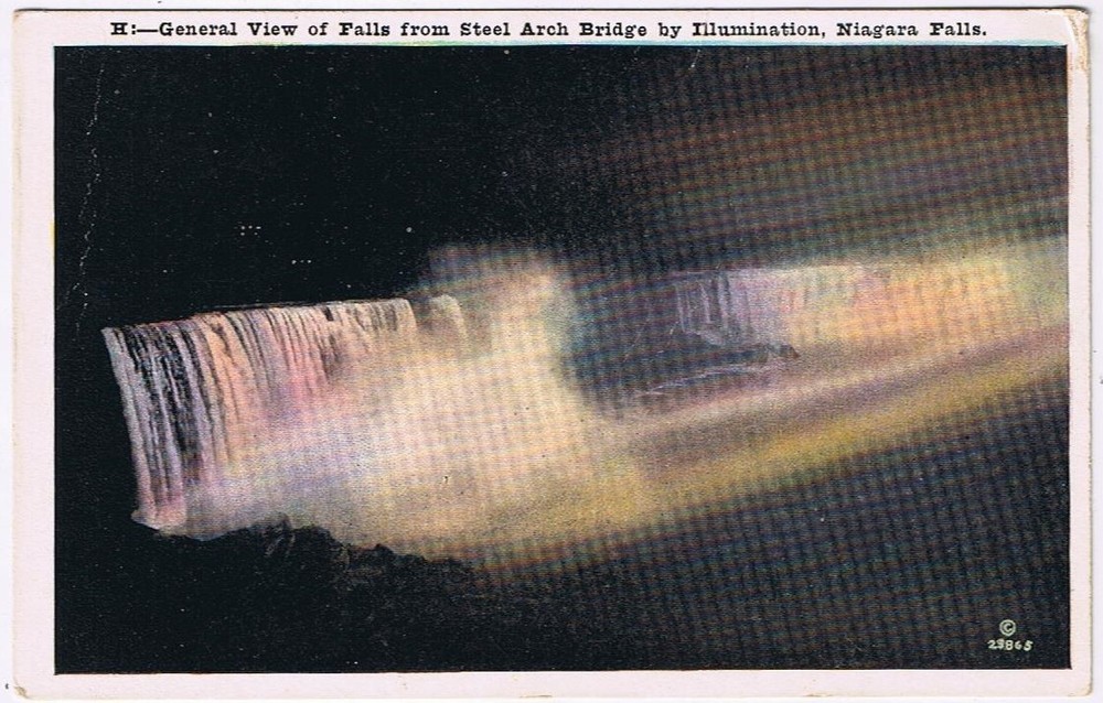 Postcard General View From Steel Arch Bridge By Illumination Niagara Falls