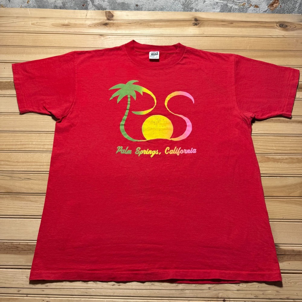 Vintage 90s Palm Springs California Palm Tree Sun Souvenir T-Shirt USA Made - XL