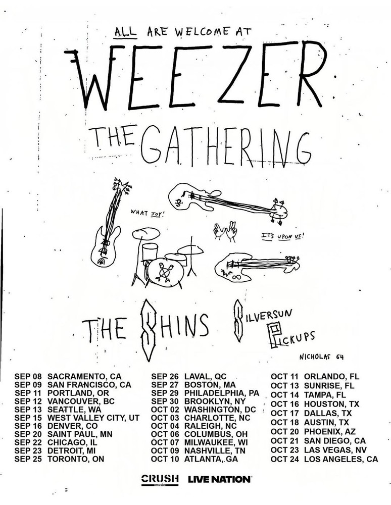Weezer The Gathering Tour 2026 Poster Indie Rock Concert Wall Art Print