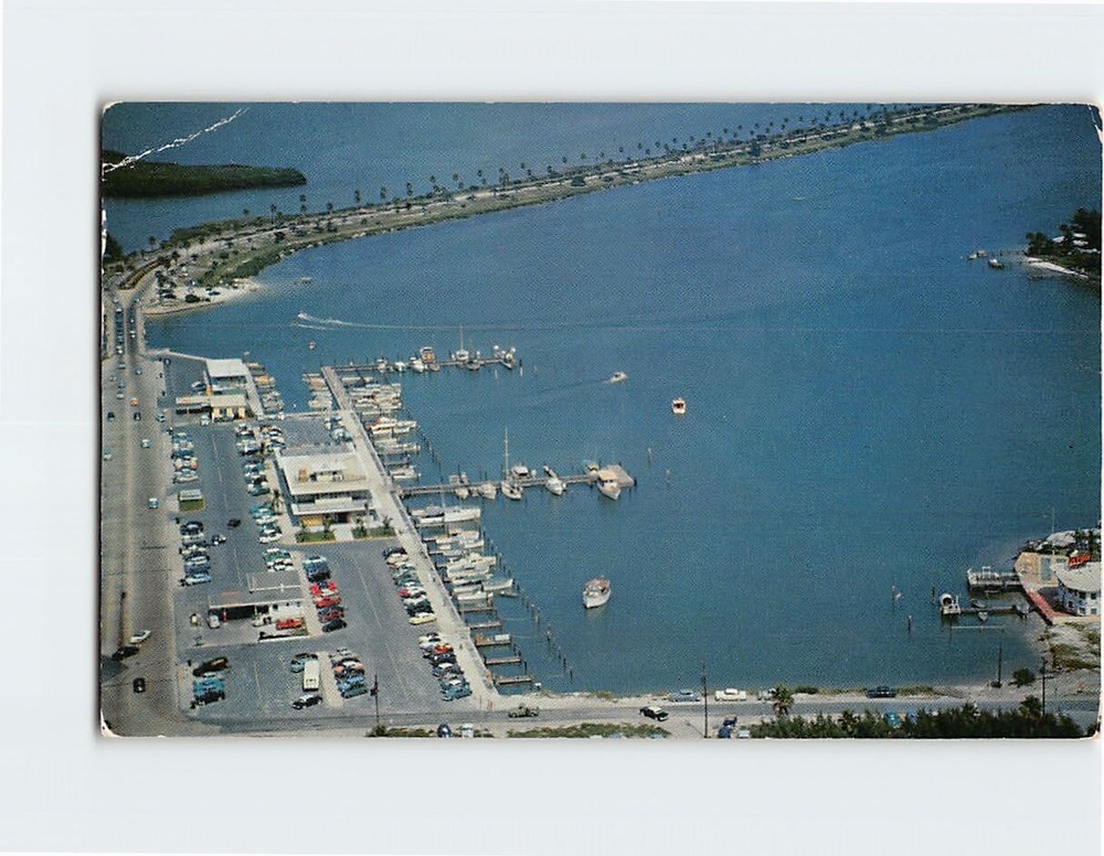 Postcard Aerial View Small Boat Marina Clearwater Beach Florida USA