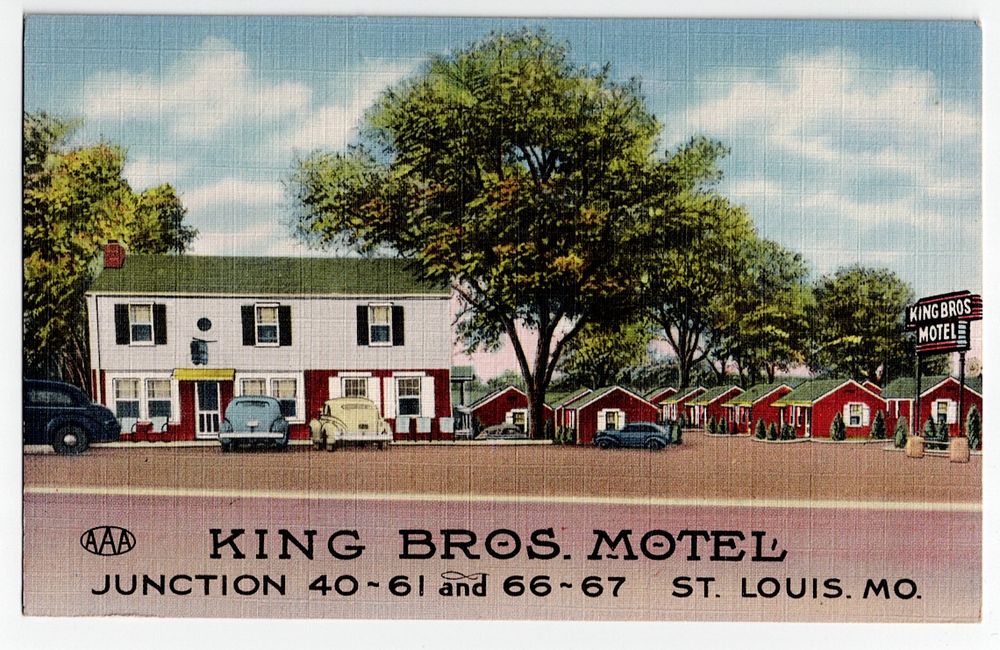 King Bros Motel St Louis MO Route 66 Junction Tourist Cabins Linen Postcard