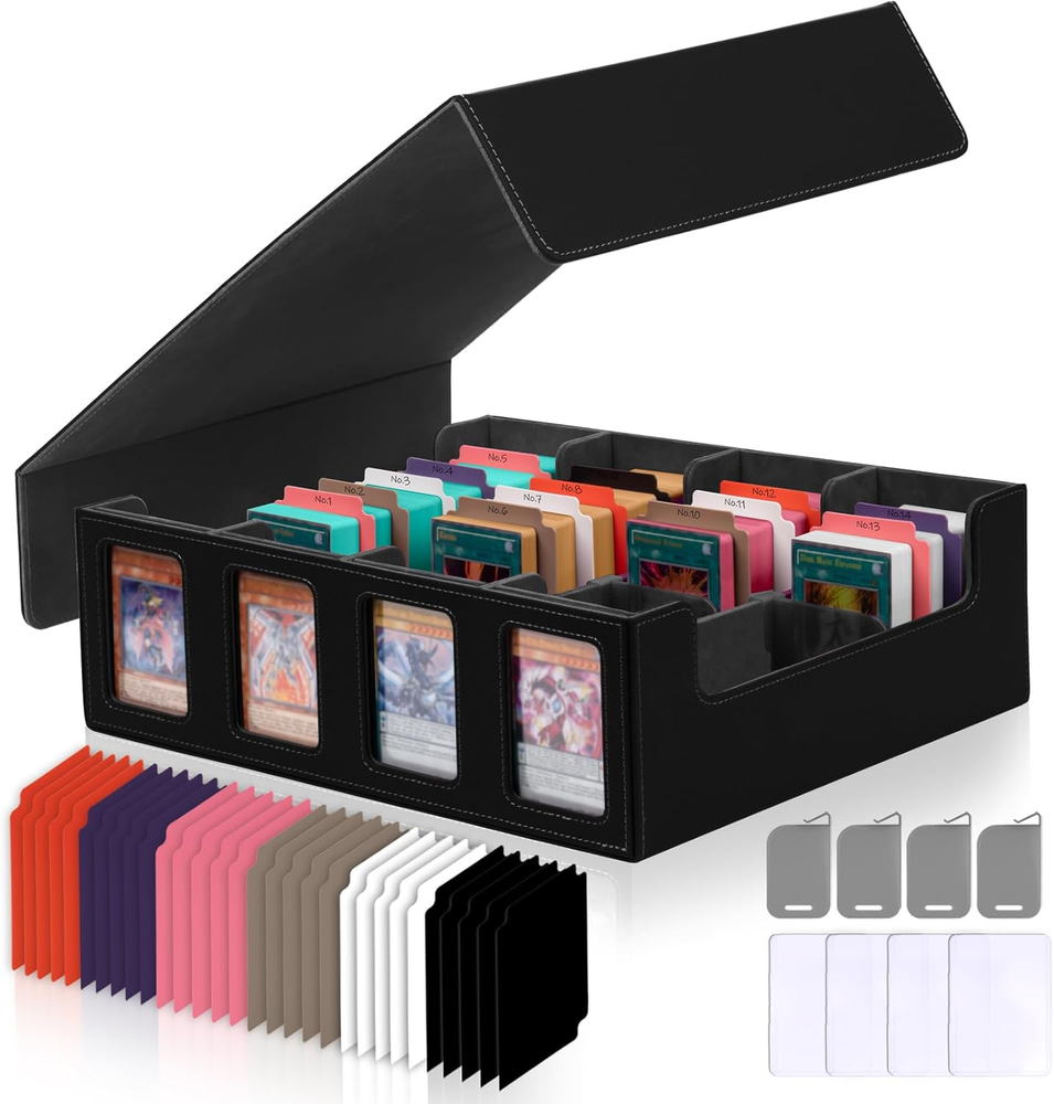 Card Storage Box with Commander Display 4-Row Deck Case with Removable Lid 2400+