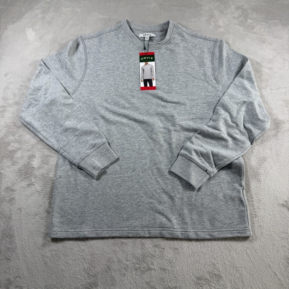 Orvis Mens Large Gray Crewneck Long Sleeve Shirt NWT Casual Pullover