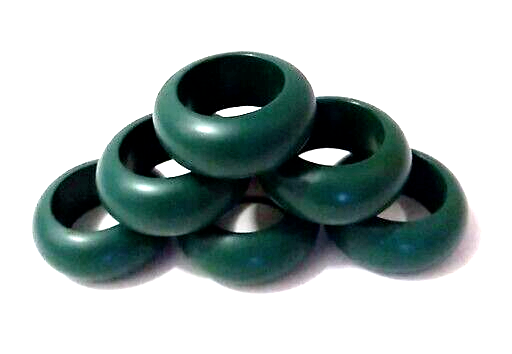 Set of 6 Audrey Green Holiday Vintage 70s Wooden Napkin Ring Holders