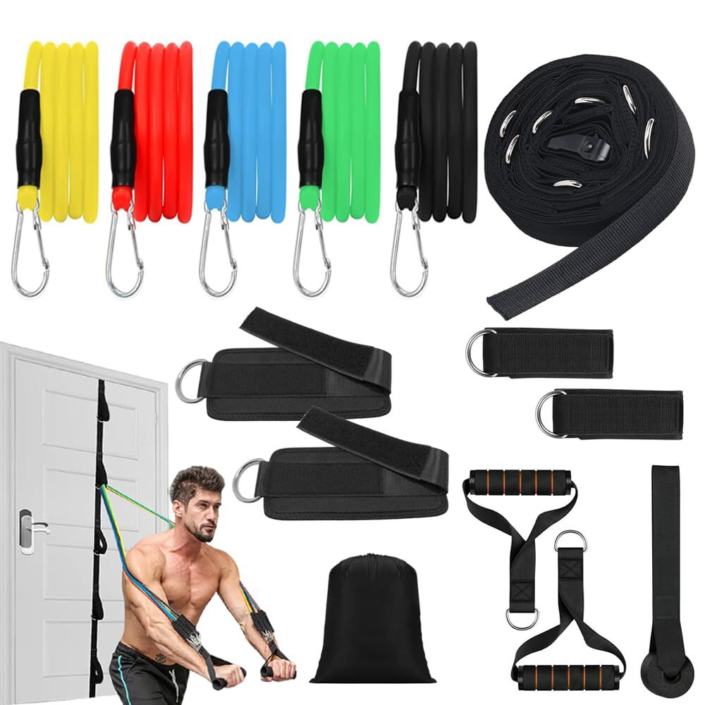 Door Anchor Strap with Resistance Bands SetPortable Gym Attachment for Home Wor