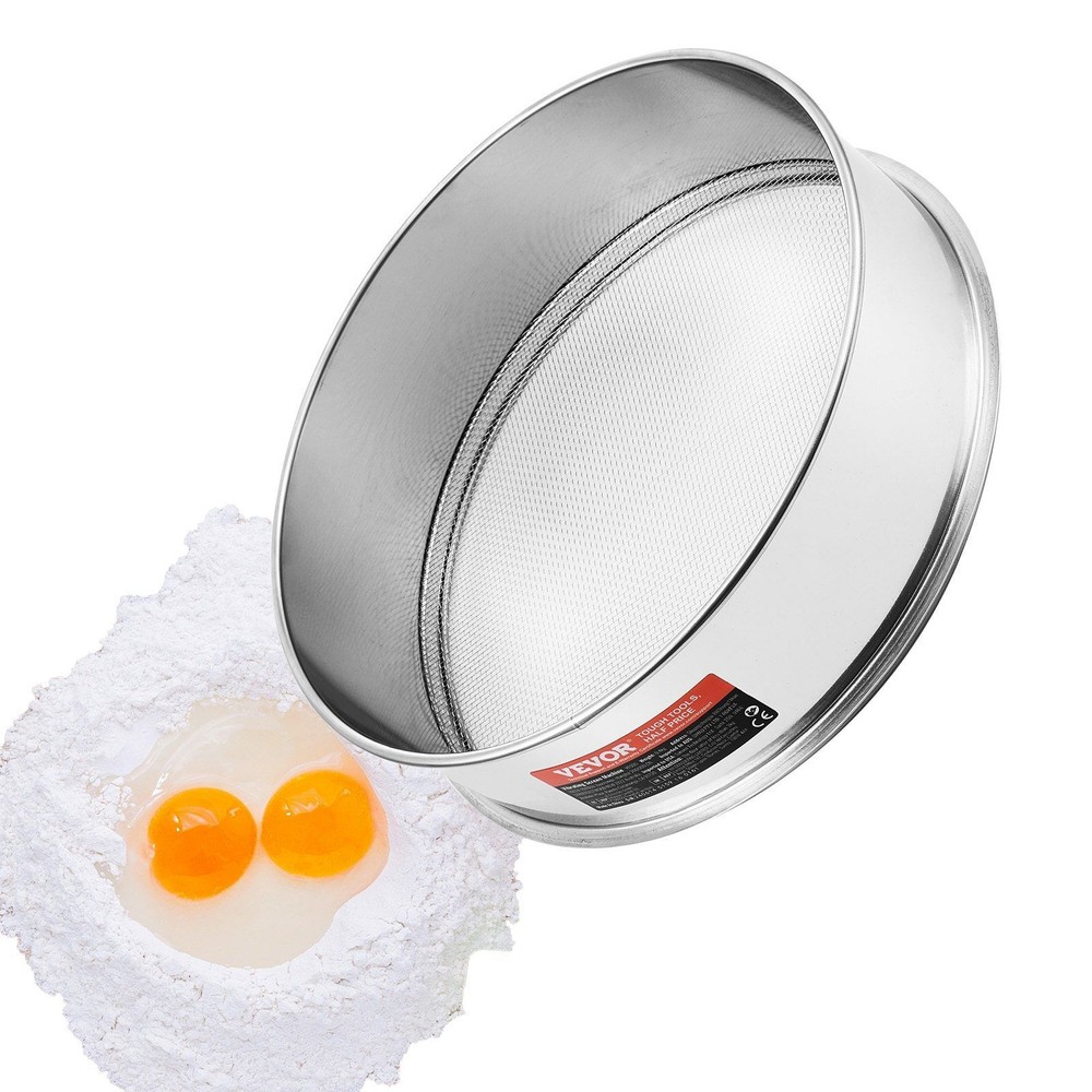 VEVOR 12 Mesh Stainless Steel Flour Sieve for Baking and Cake Prep