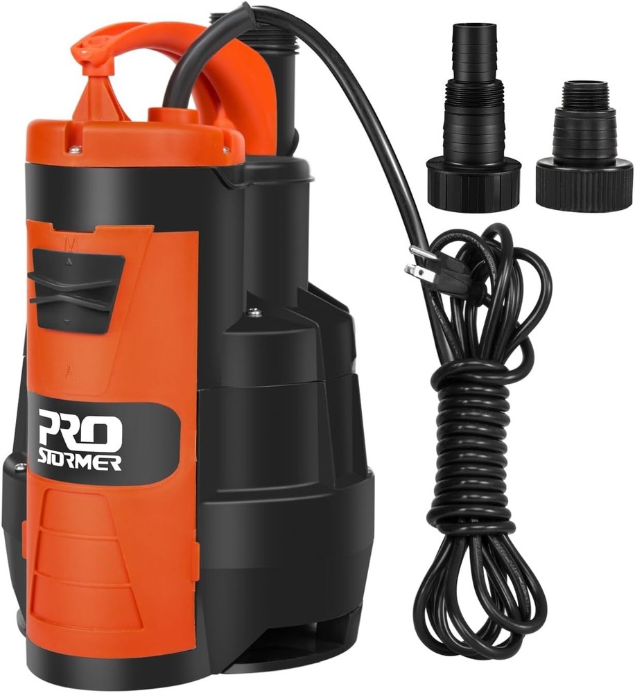 Prostormer 3500 GPH 1HP Submersible Sump Pump for Clean or Dirty Water